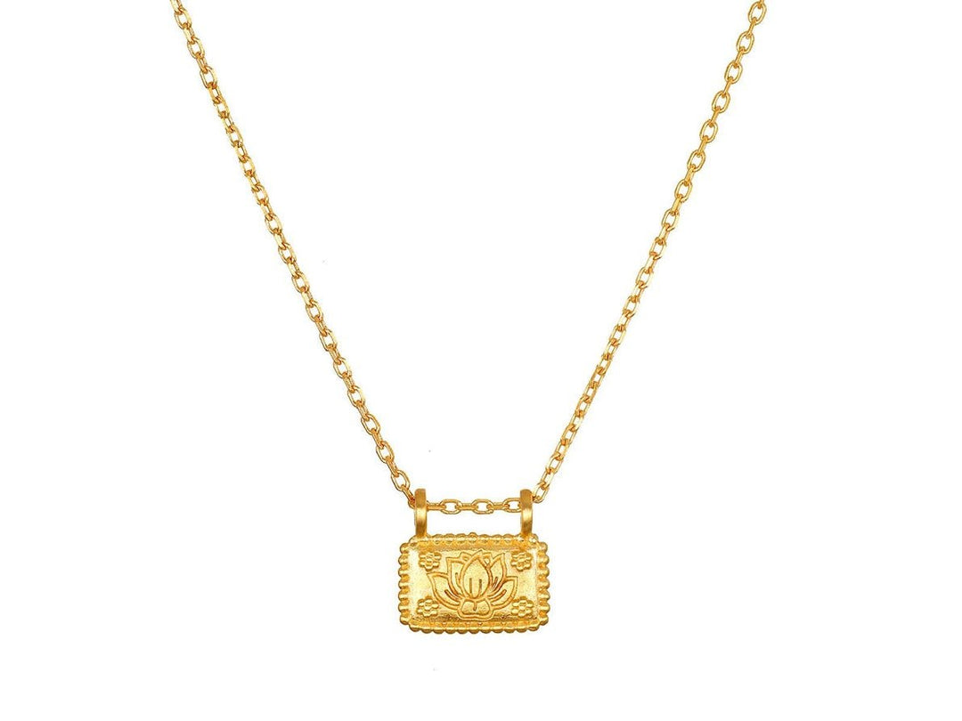 Gold Lotus Plate Necklace