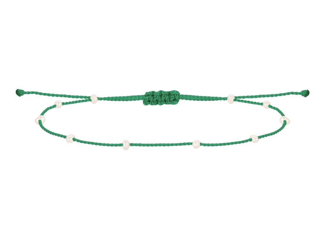 Emerald Cord Bracelet with Pearls