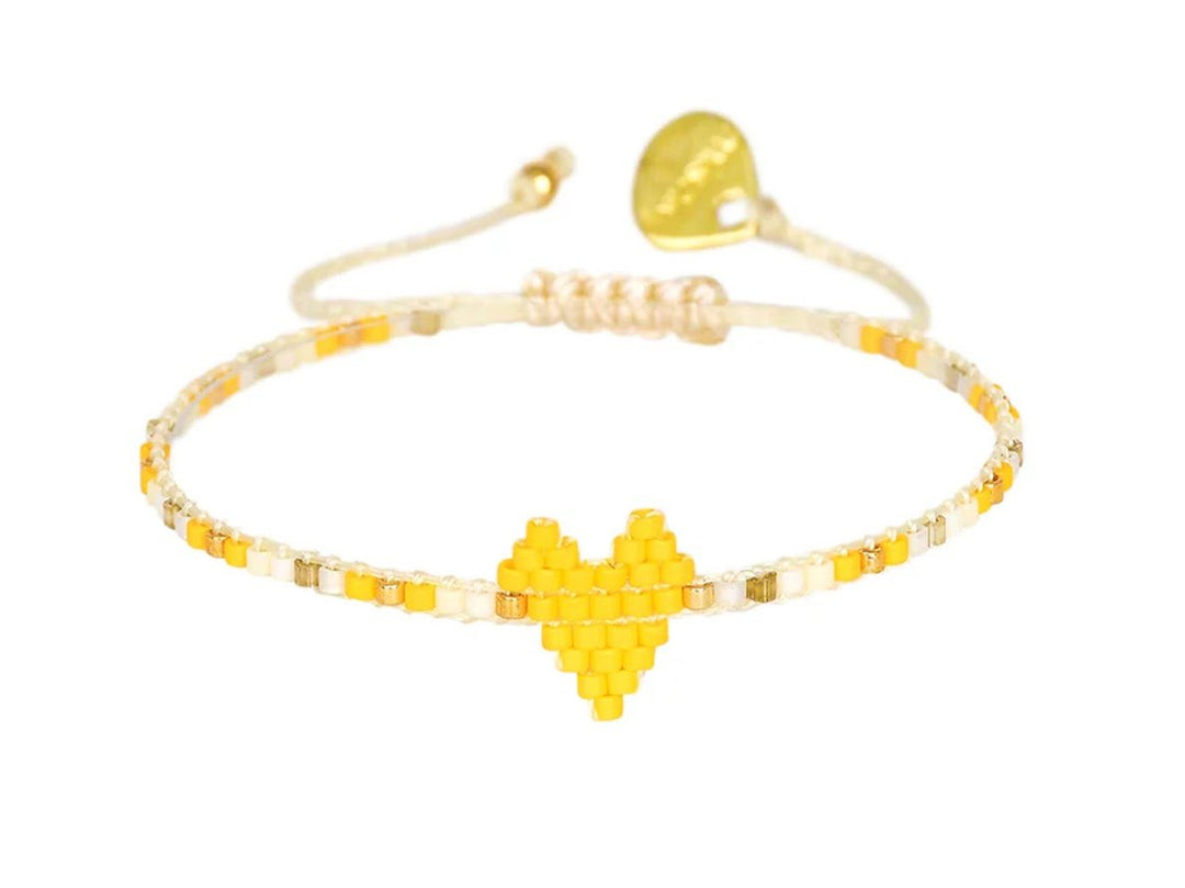 Yellow Beaded Heart Bracelet