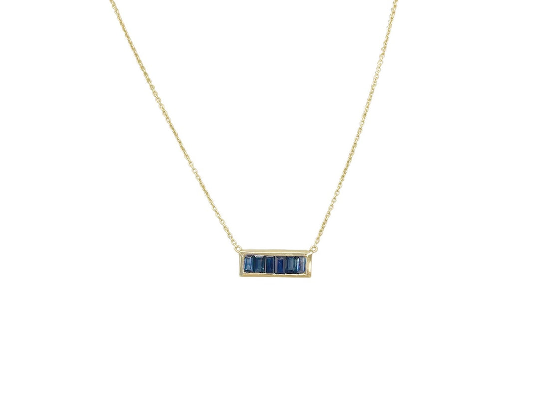14k Baguette Blue Sapphire Necklace