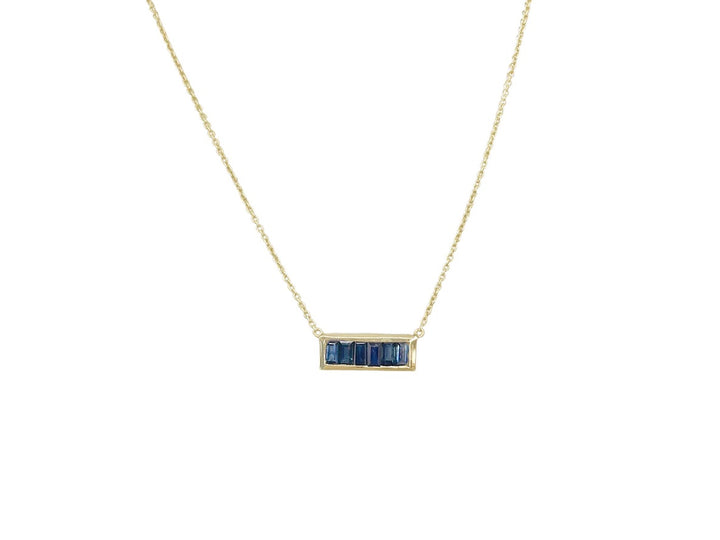 14k Baguette Blue Sapphire Necklace