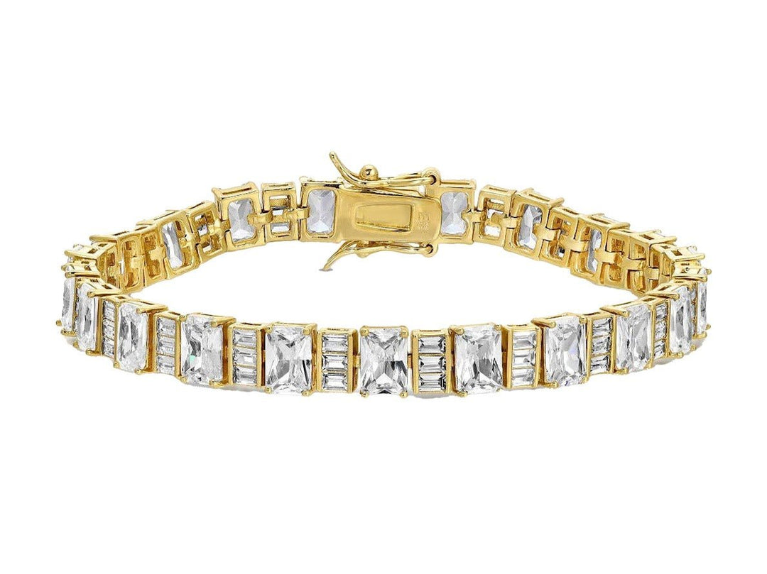 Gold and Baguette CZ Tennis Bracelet