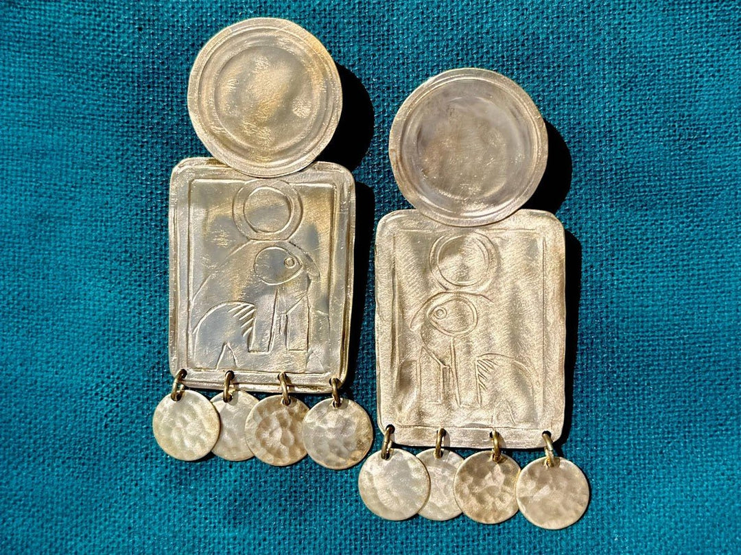 Brass Horus Drop Earrings