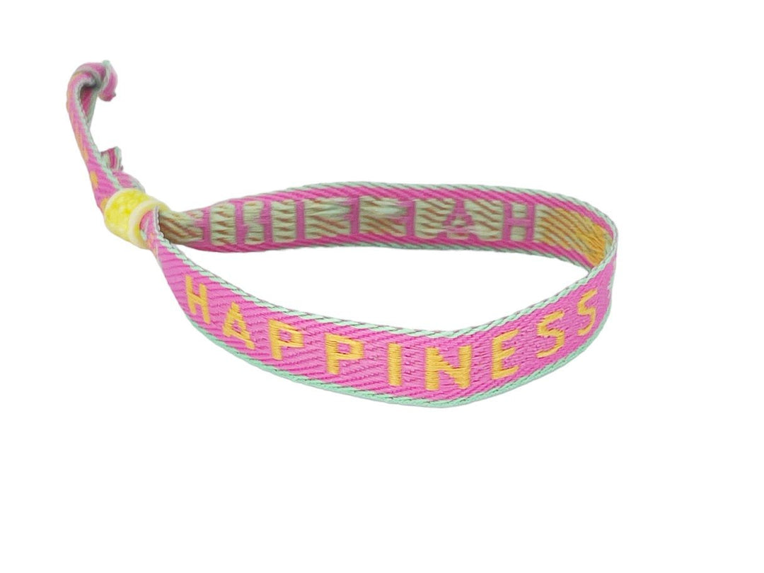 Pink Woven HAPPINESS Bracelet
