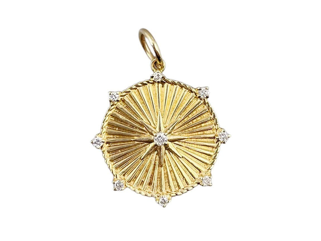 14k Sunburst Charm with Diamonds