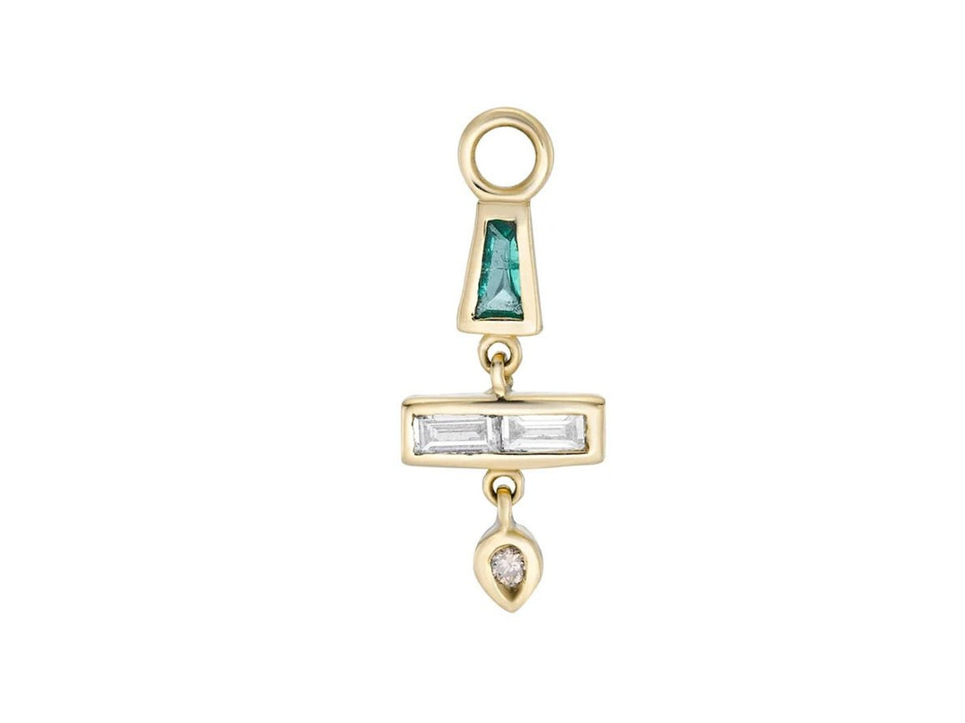 9k Emerald and Diamonds Charm