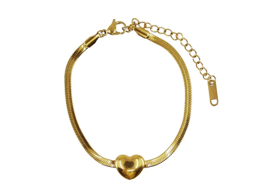 Snake Chain Bracelet with Bubble Heart