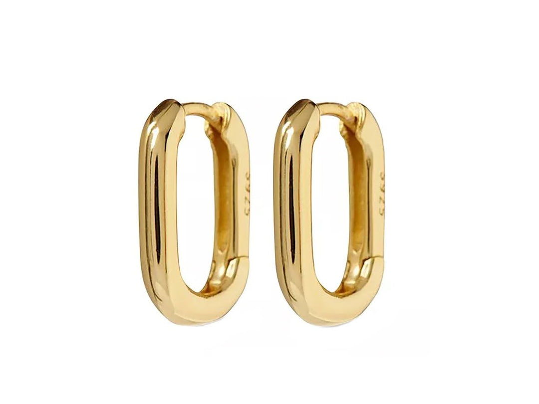 Gold Oval Huggie Hoops