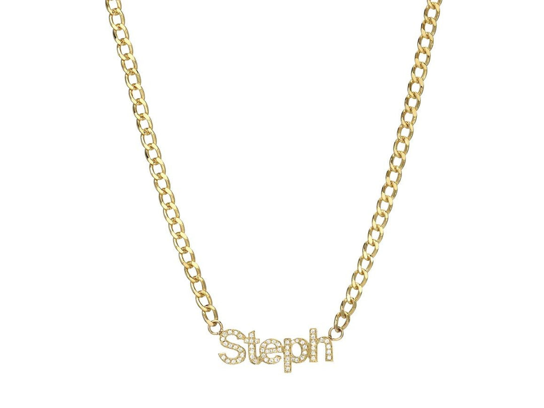 14k Diamond Name Choker Necklace