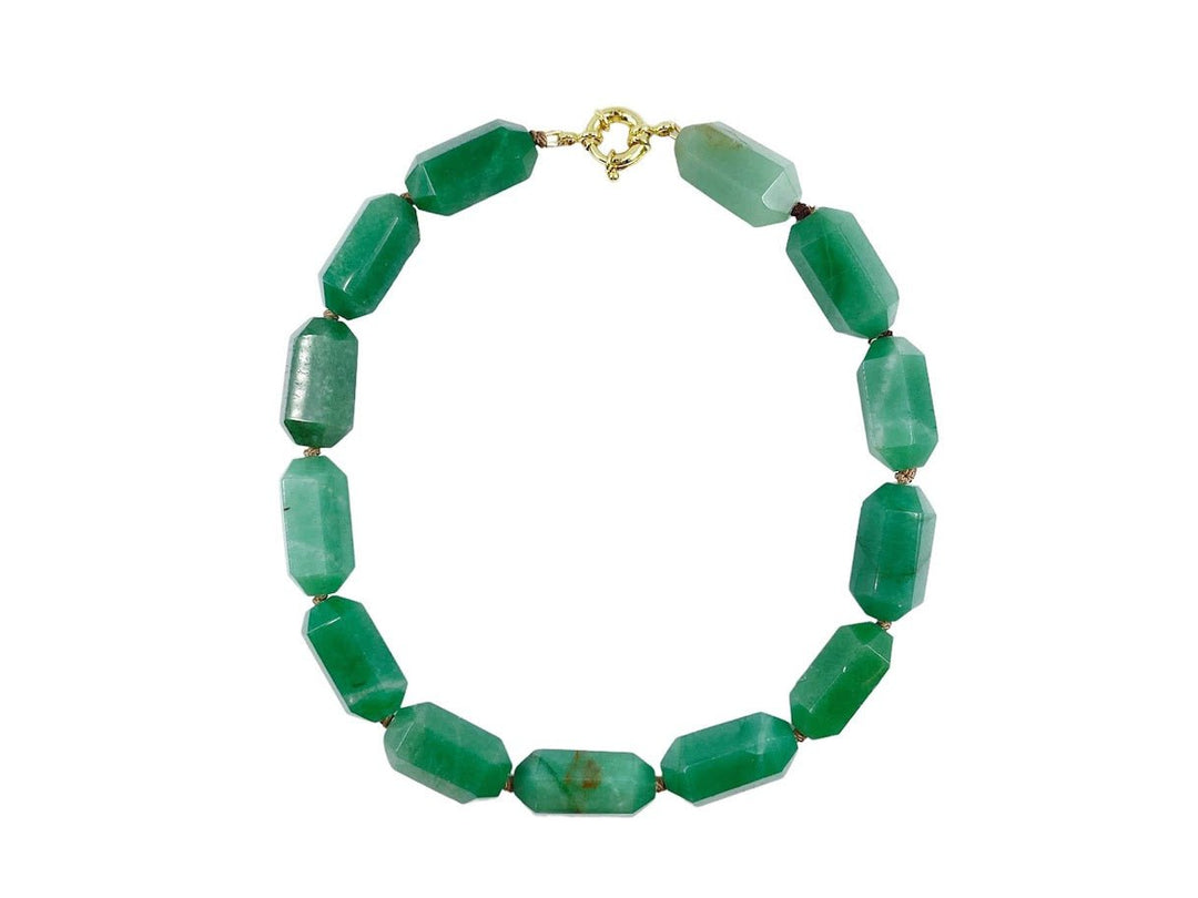 Aventurine Barrel Bead Strand Necklace