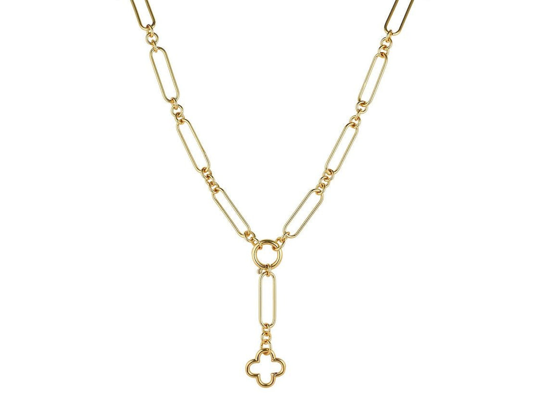 Gold Mixed Link Lariat Chain