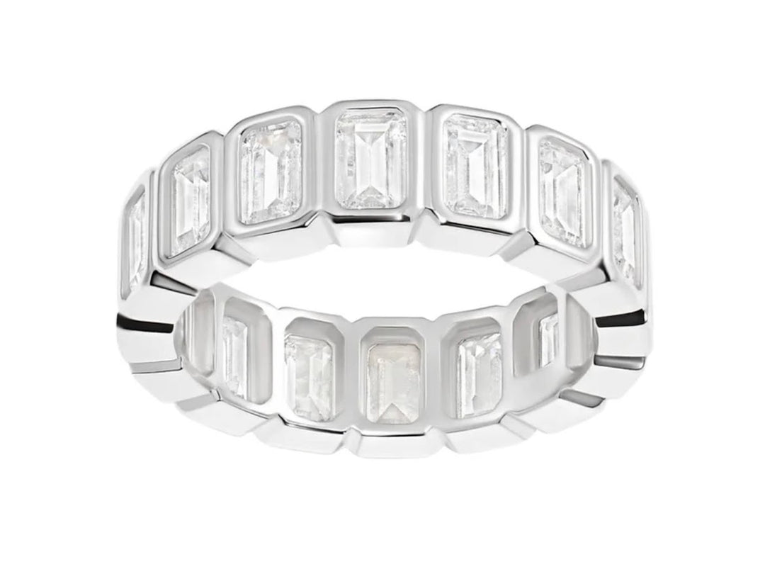 Silver Bezel-Set CZ Band