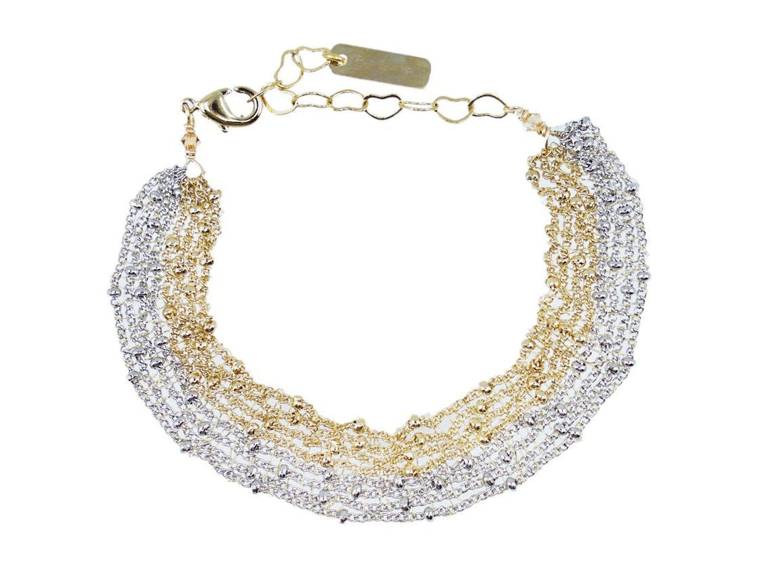 Light Gold Bi-Color Stripe Chain Bracelet