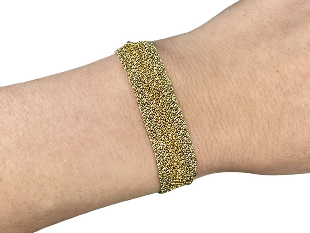 Gold Bi-Tone Stripe Chain Bracelet