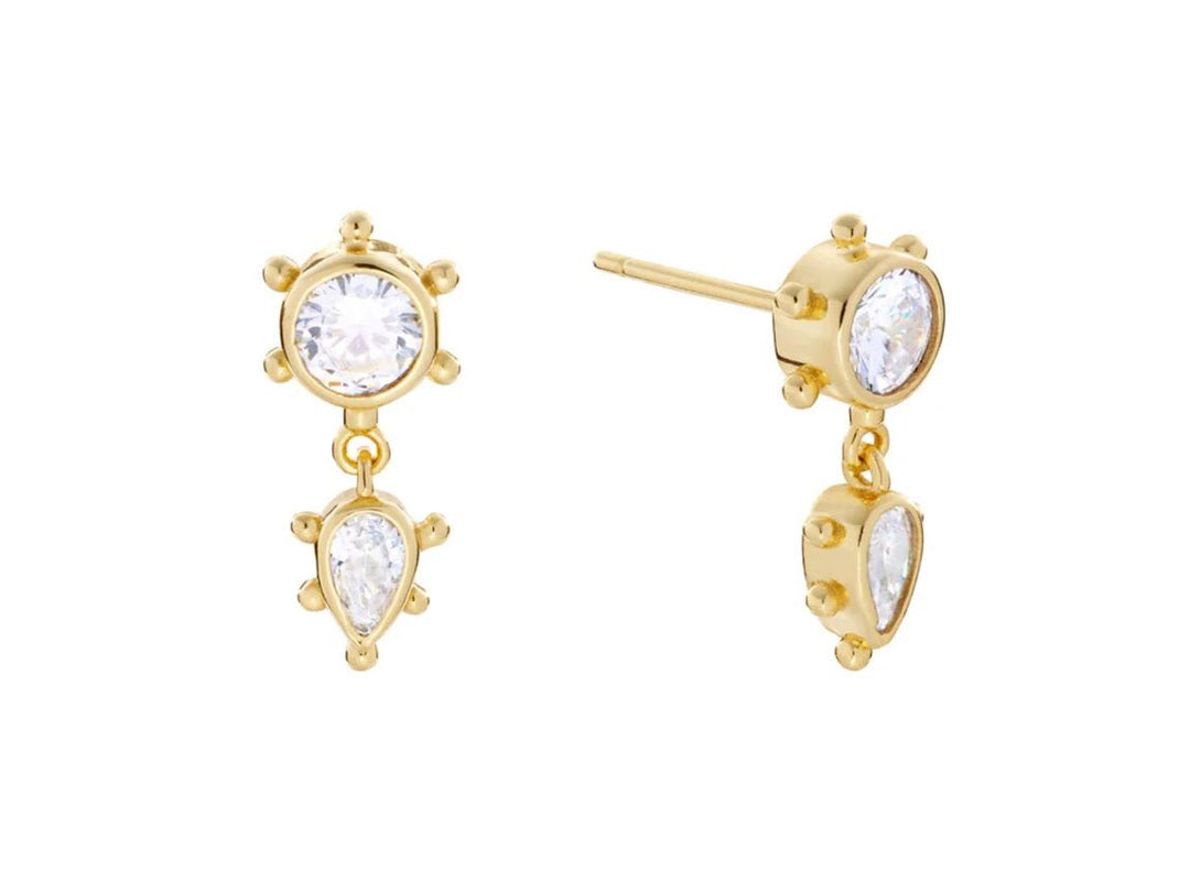 Gold Double CZ Stud Earrings