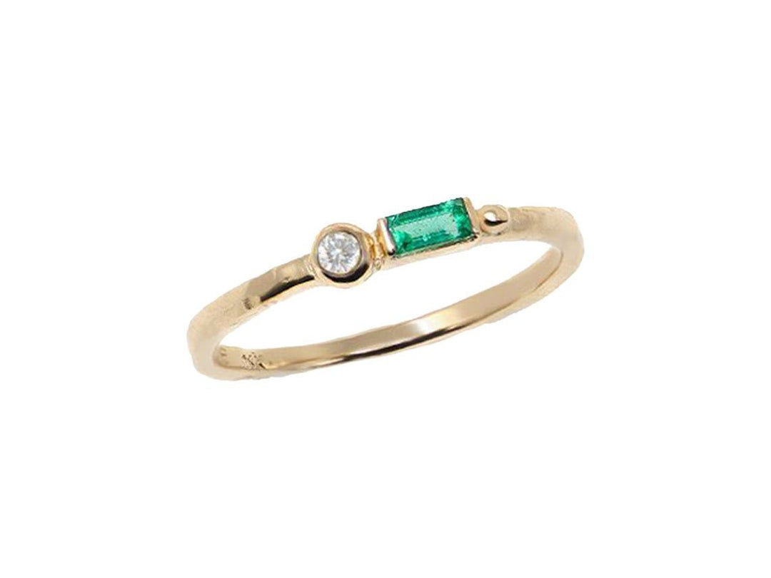14k Band with Emerald and Diamond