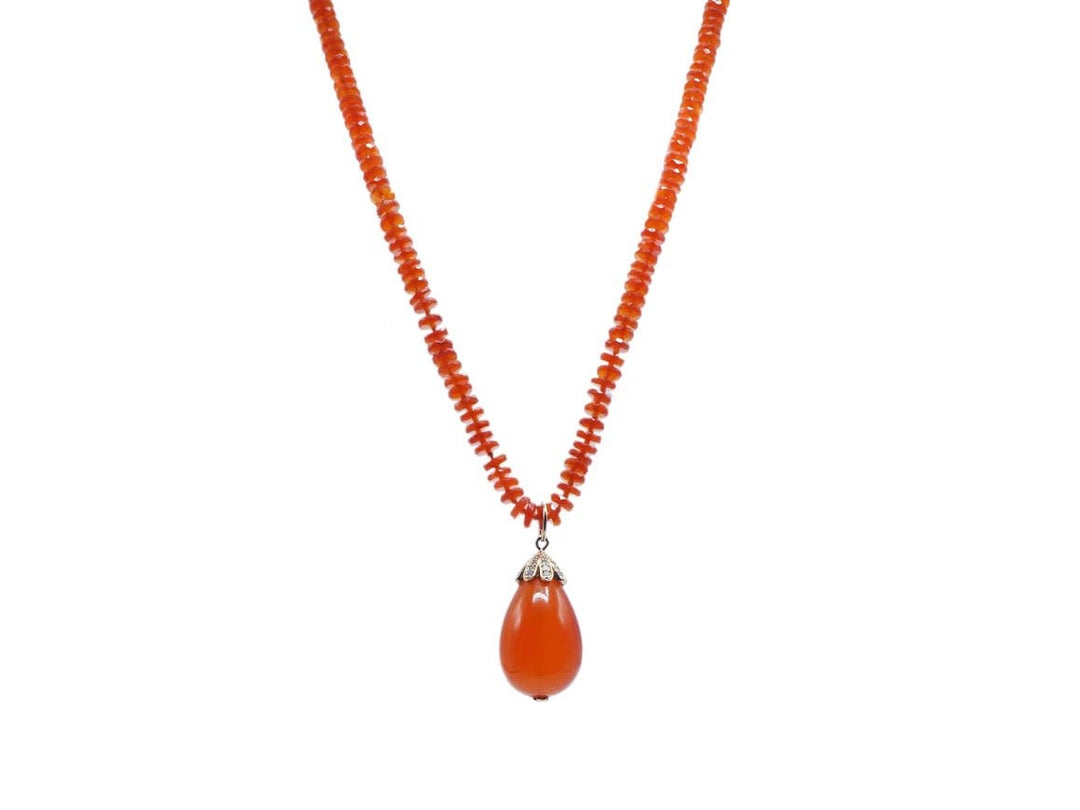 14k Carnelian Drop Necklace