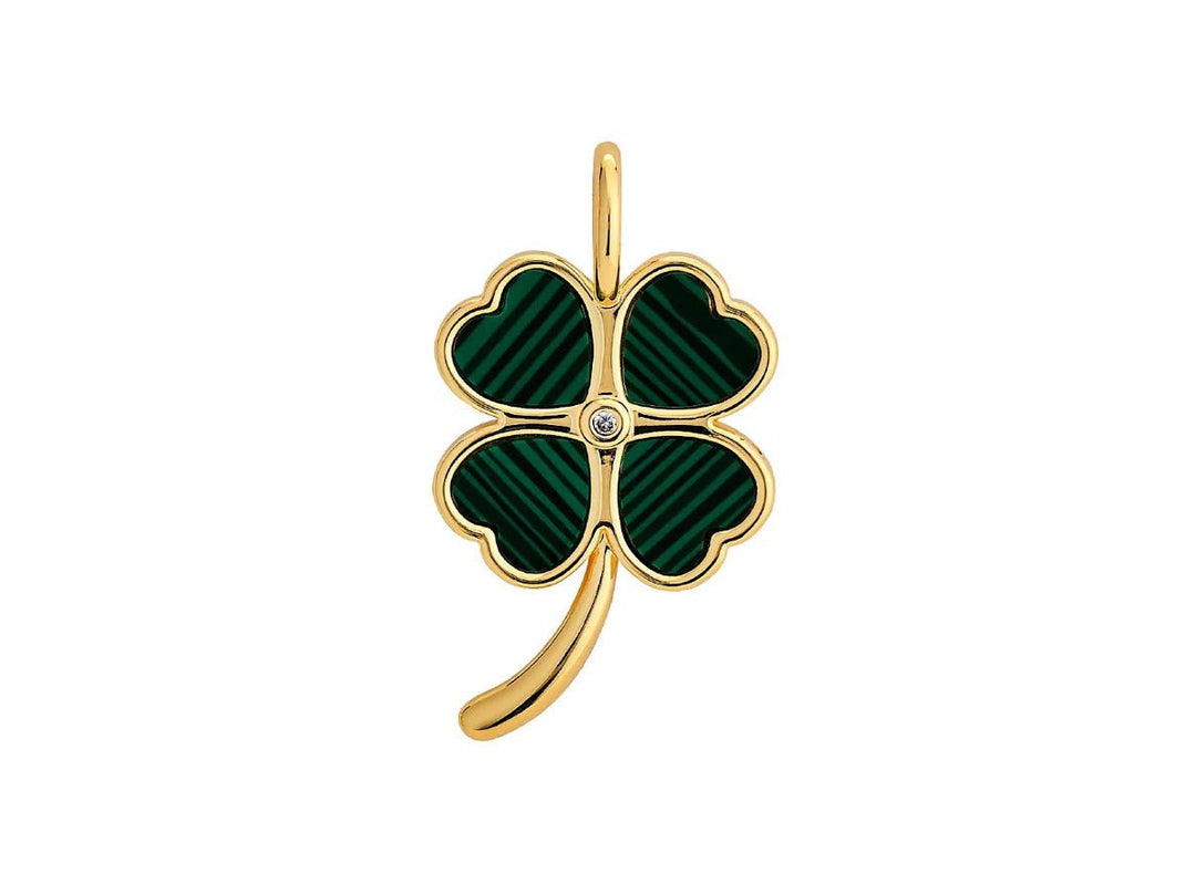 Malachite Lucky Clover Charm with CZ