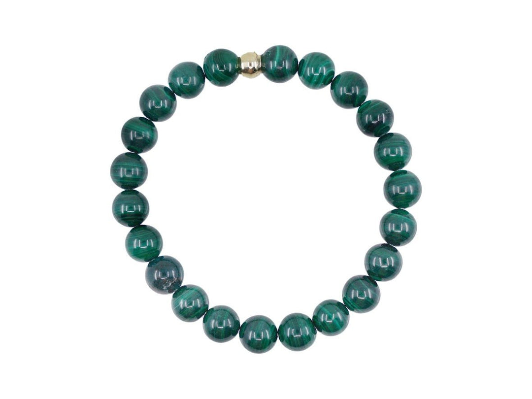 Malachite Stretch Bracelet with Gold Bead