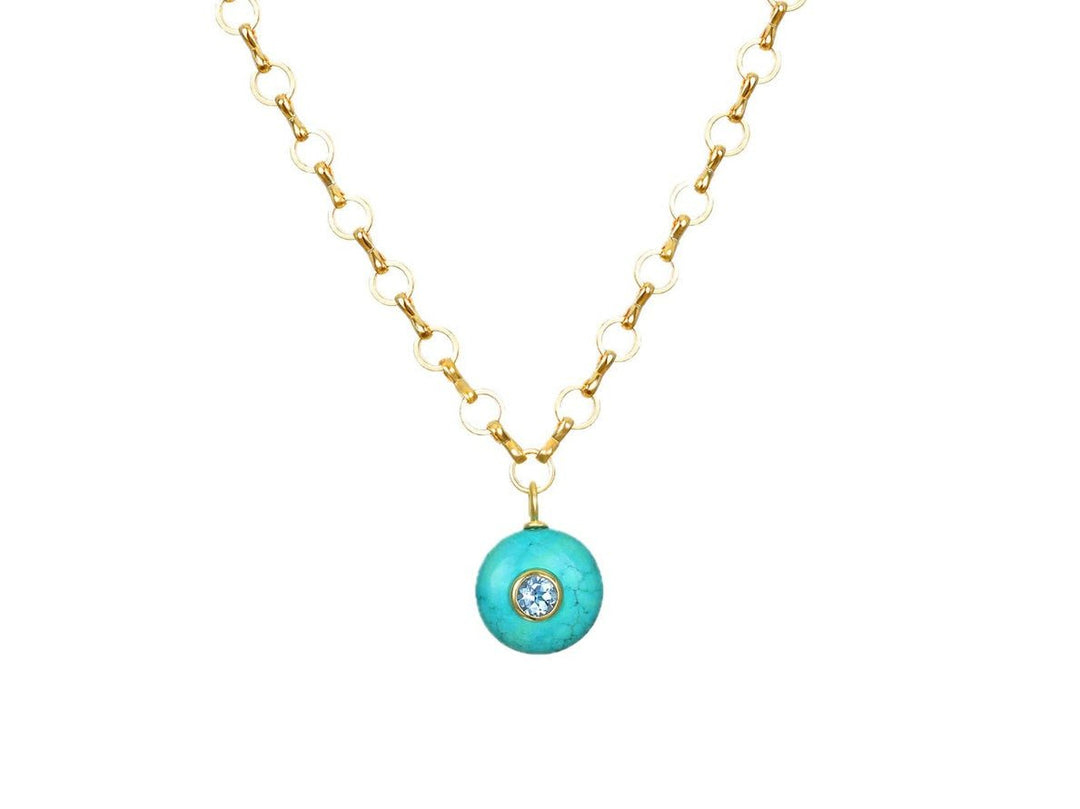 Green Turquoise and Blue Topaz Necklace