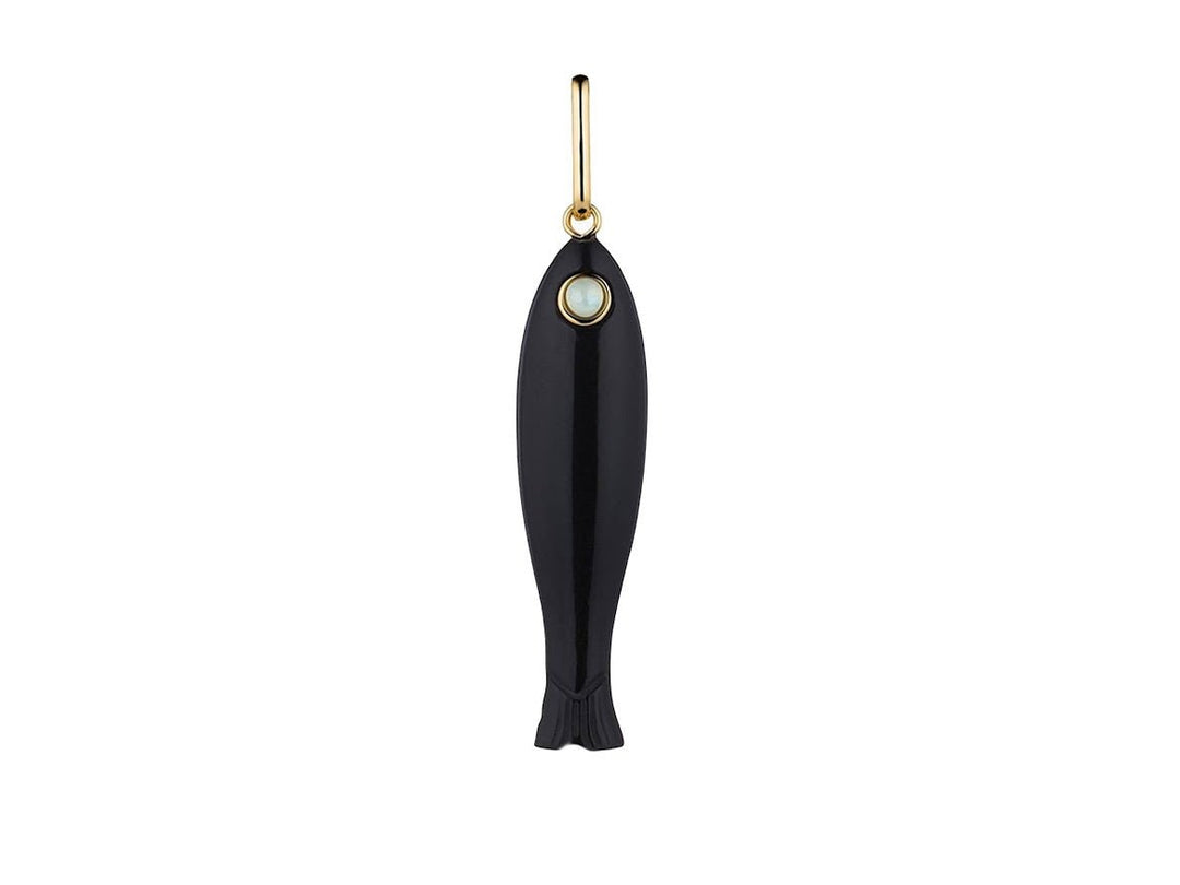 Onyx Fish Charm with Amazonite Eye