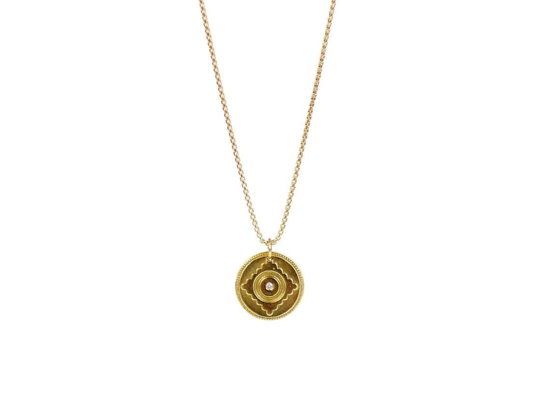 Gold Talisman Charm Necklace with Diamond