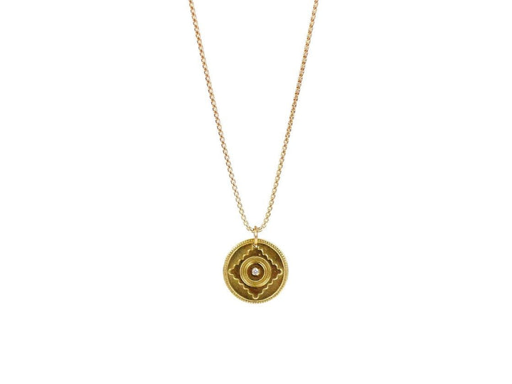 Gold Talisman Charm Necklace with Diamond