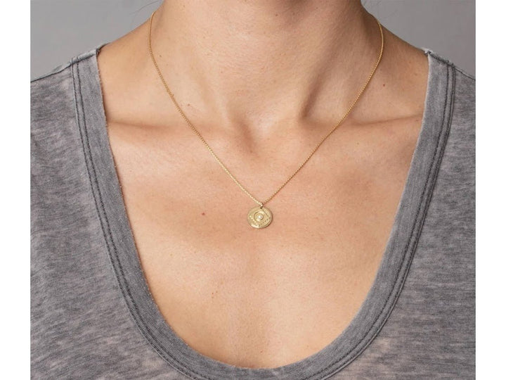 Gold Talisman Charm Necklace with Diamond