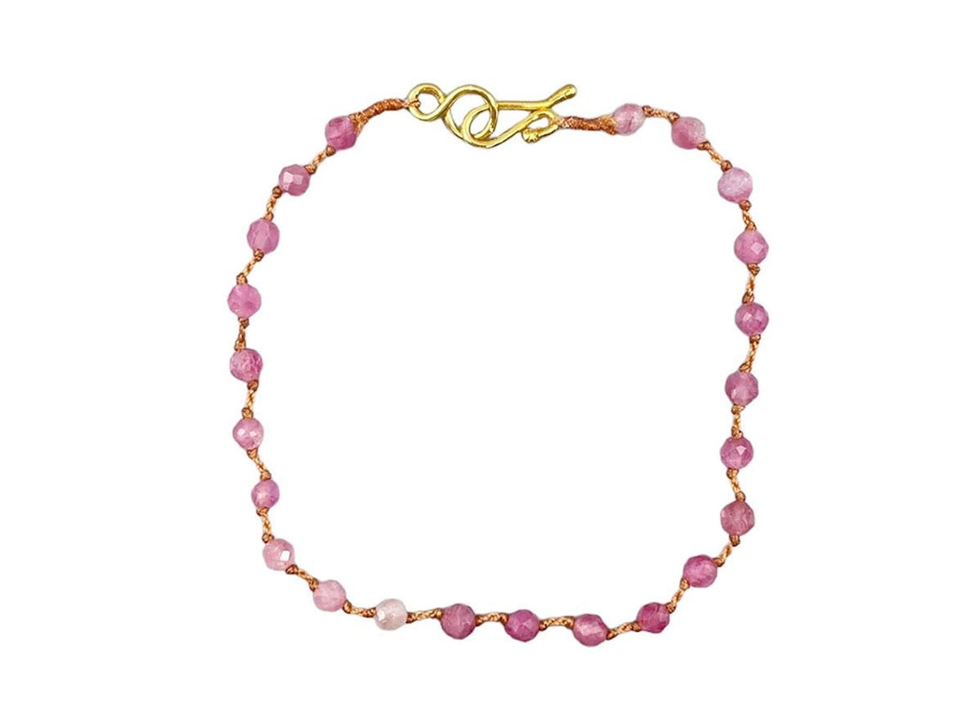 Beaded Pink Tourmaline Bracelet