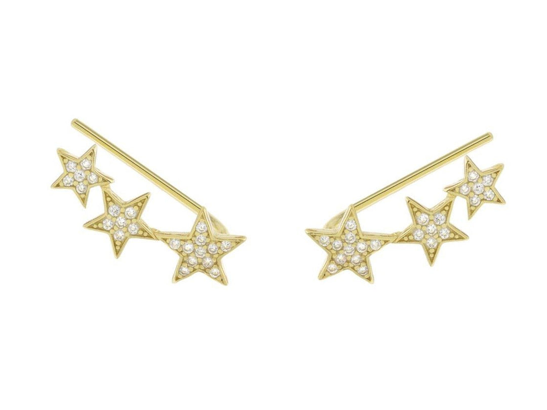 Gold Triple Star Ear Climbers