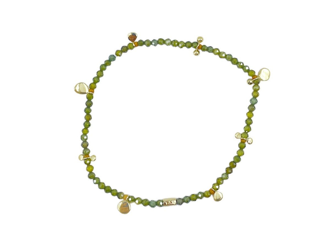 Green Beaded Bracelet with Discs