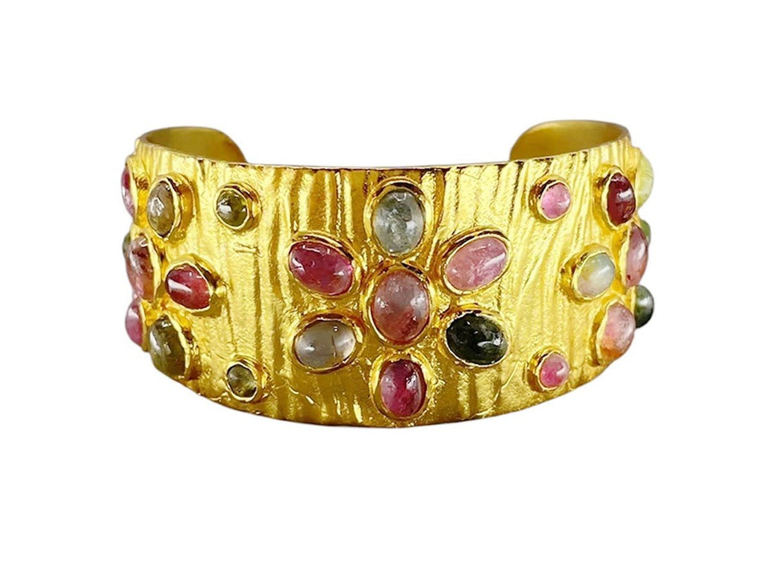 Gold Cuff with Multicolor Tourmaline