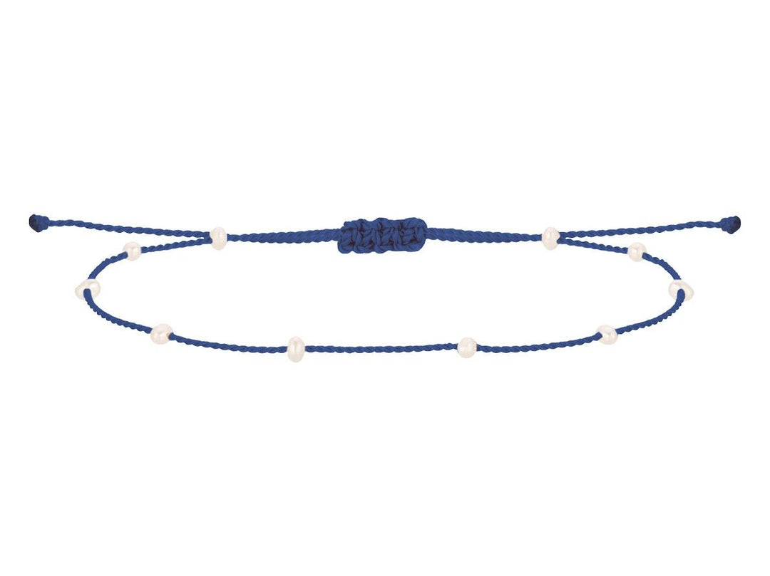 Navy Cord Bracelet with Pearls