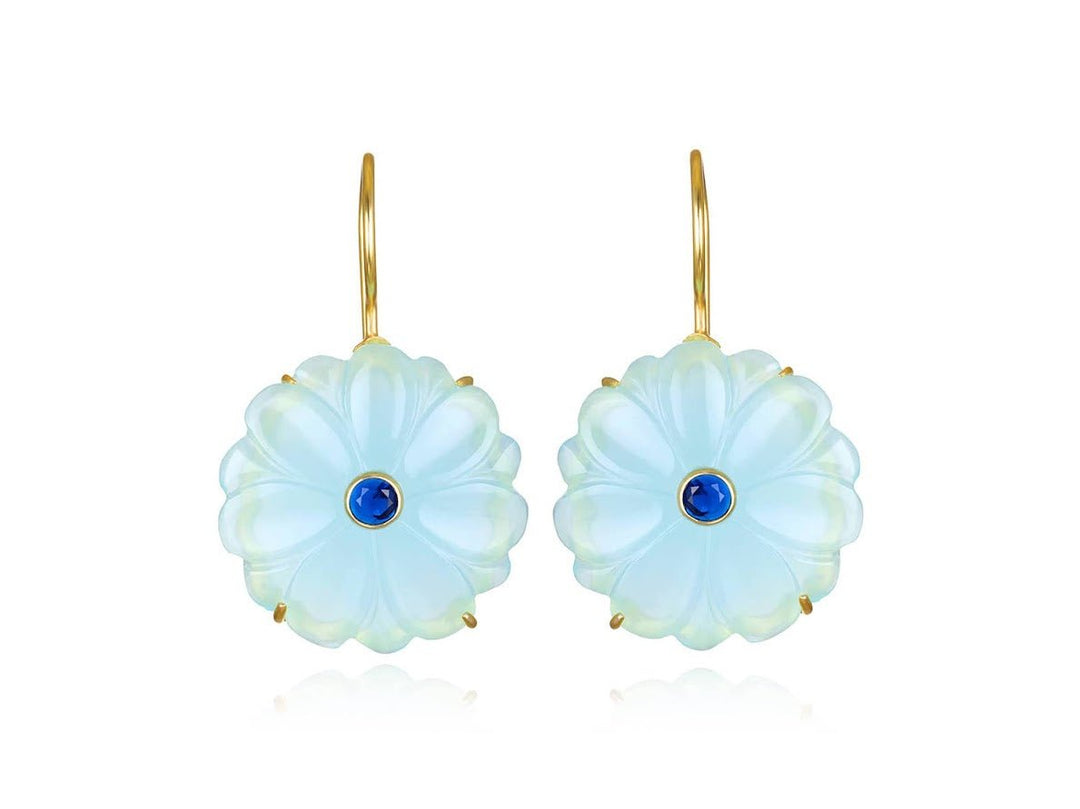Blue Agate Magnolia Earrings