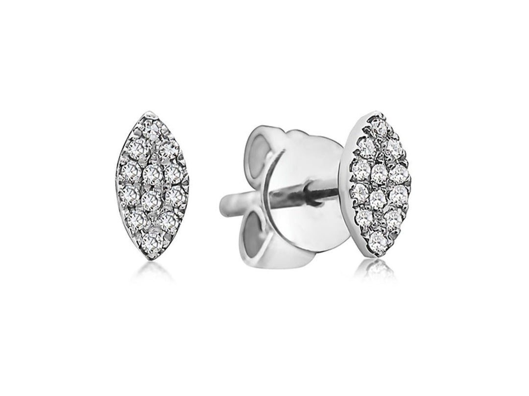 14k White Gold Diamond Marquise Stud Earrings