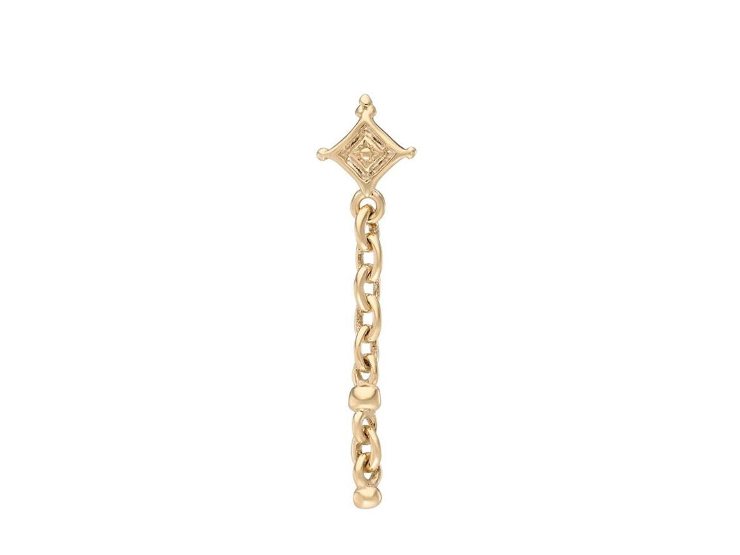 9k Beaded Stud with Princess Chain Drop