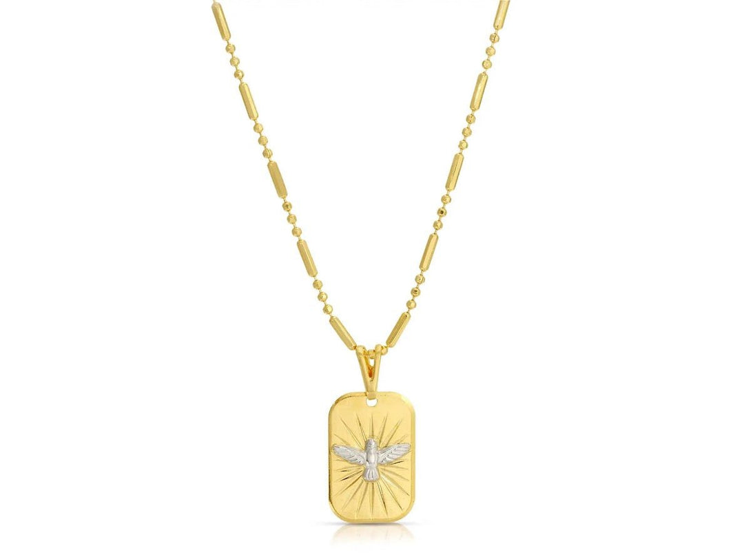 White Dove Tag Charm Necklace