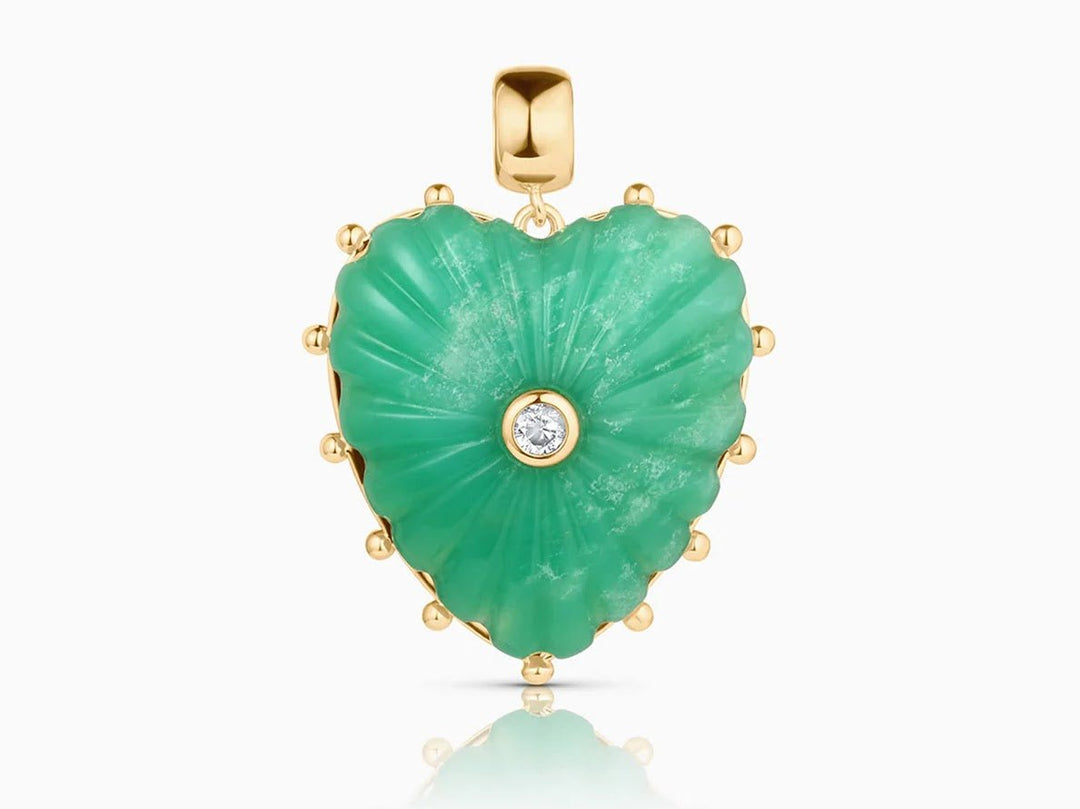 Chrysoprase Heart Charm with CZ