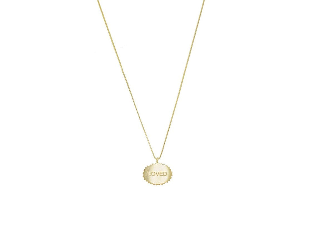 14k LOVED Bubble Signet Charm Necklace