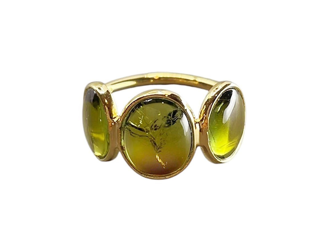 Green Tourmaline 3-Stone Ring