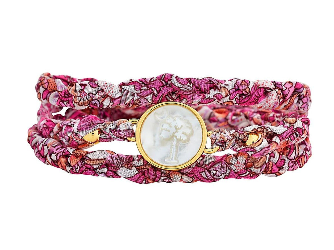Dahlia Braided Liberty Print Wrap Bracelet with MOP Palm Charm