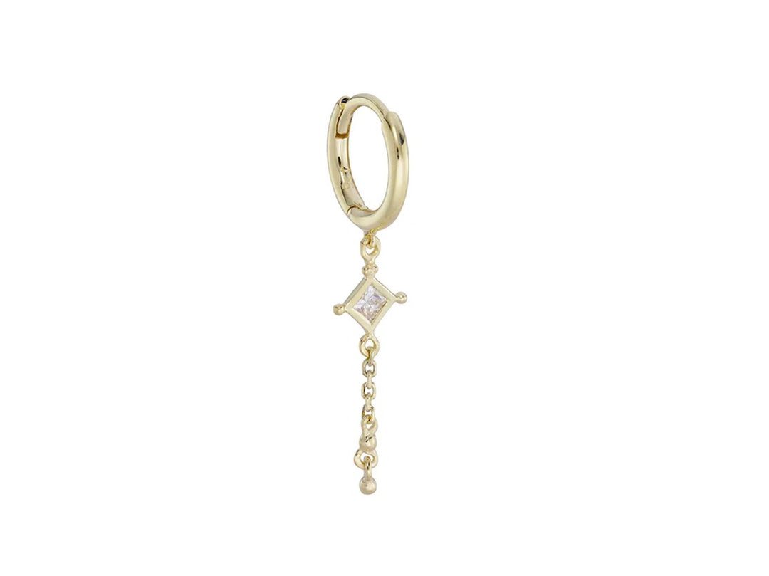 9k Huggie Hoop with Diamond and Chain