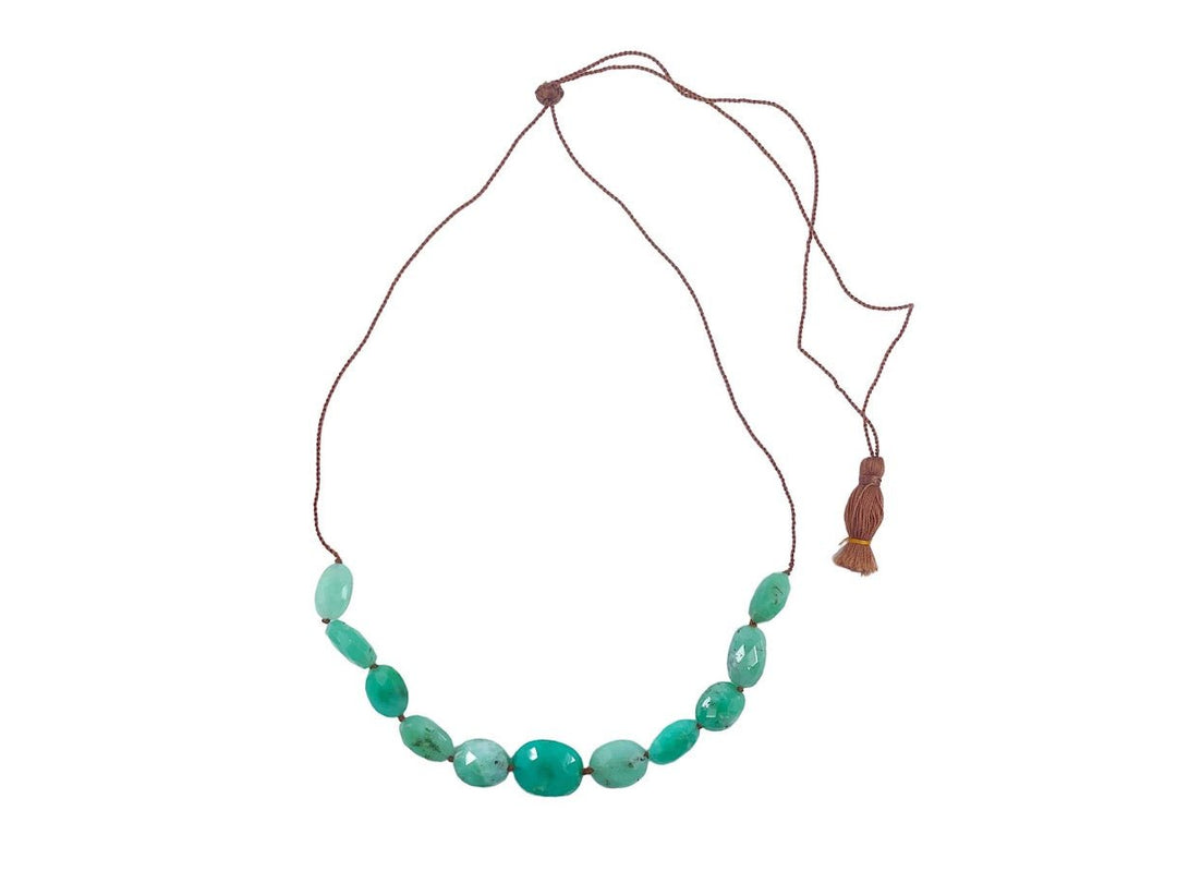 Faceted Chrysoprase Necklace with Tassel