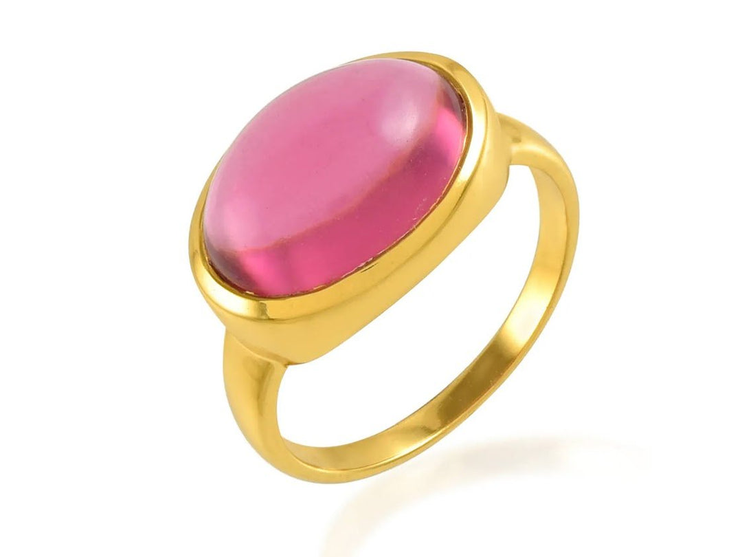 Pink Oval Glass Ring