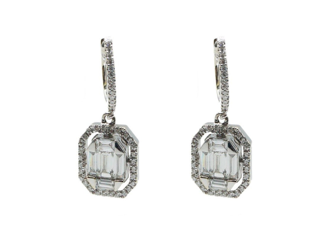 18k Huggies with Illusion Set Diamonds