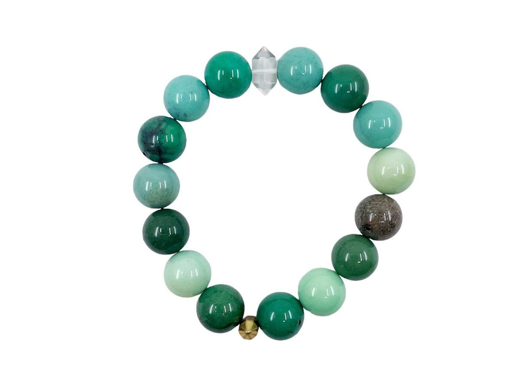 Chrysoprase Stacker Bracelet with Mini Crystal Quartz Point
