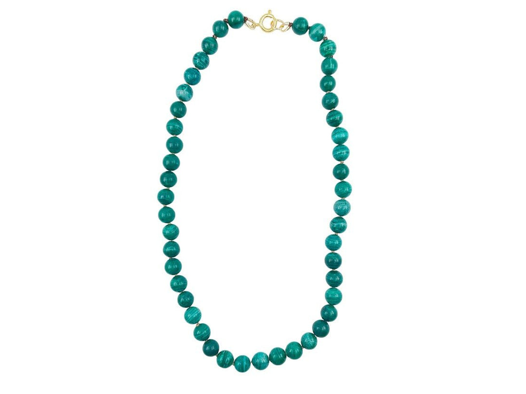 Round Green Quartz Bead Strand Necklace