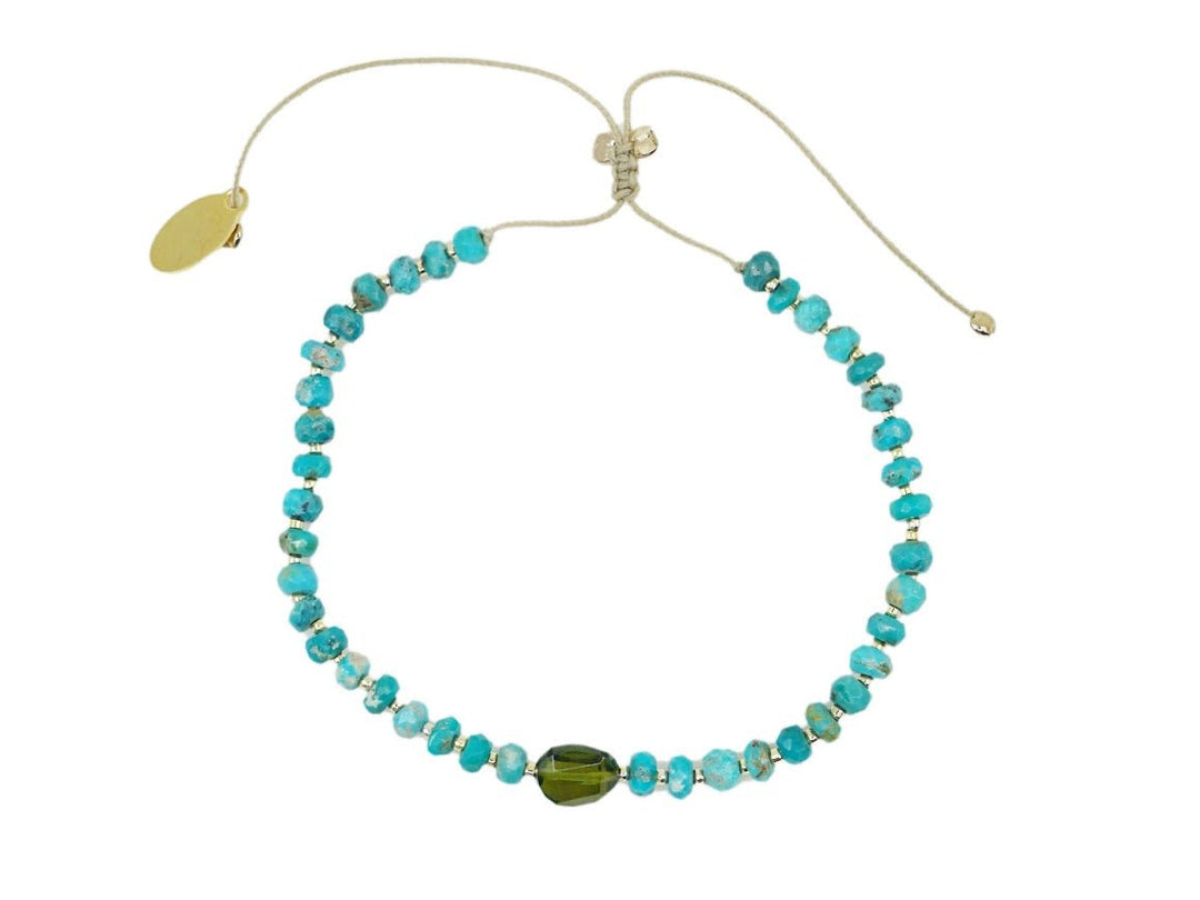 Turquoise Beaded Bracelet with Green Tourmaline