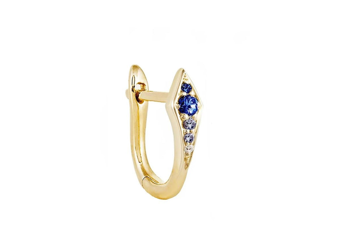 9k Blue Sapphire Point Huggie Hoop