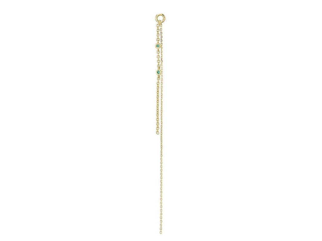 9k Duo Chain Ear Charm with Emeralds